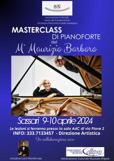 Sassari 9-10 aprile 2024 MASTERCLASS DI PIANOFORTE del M° MAURIZIO BARBORO